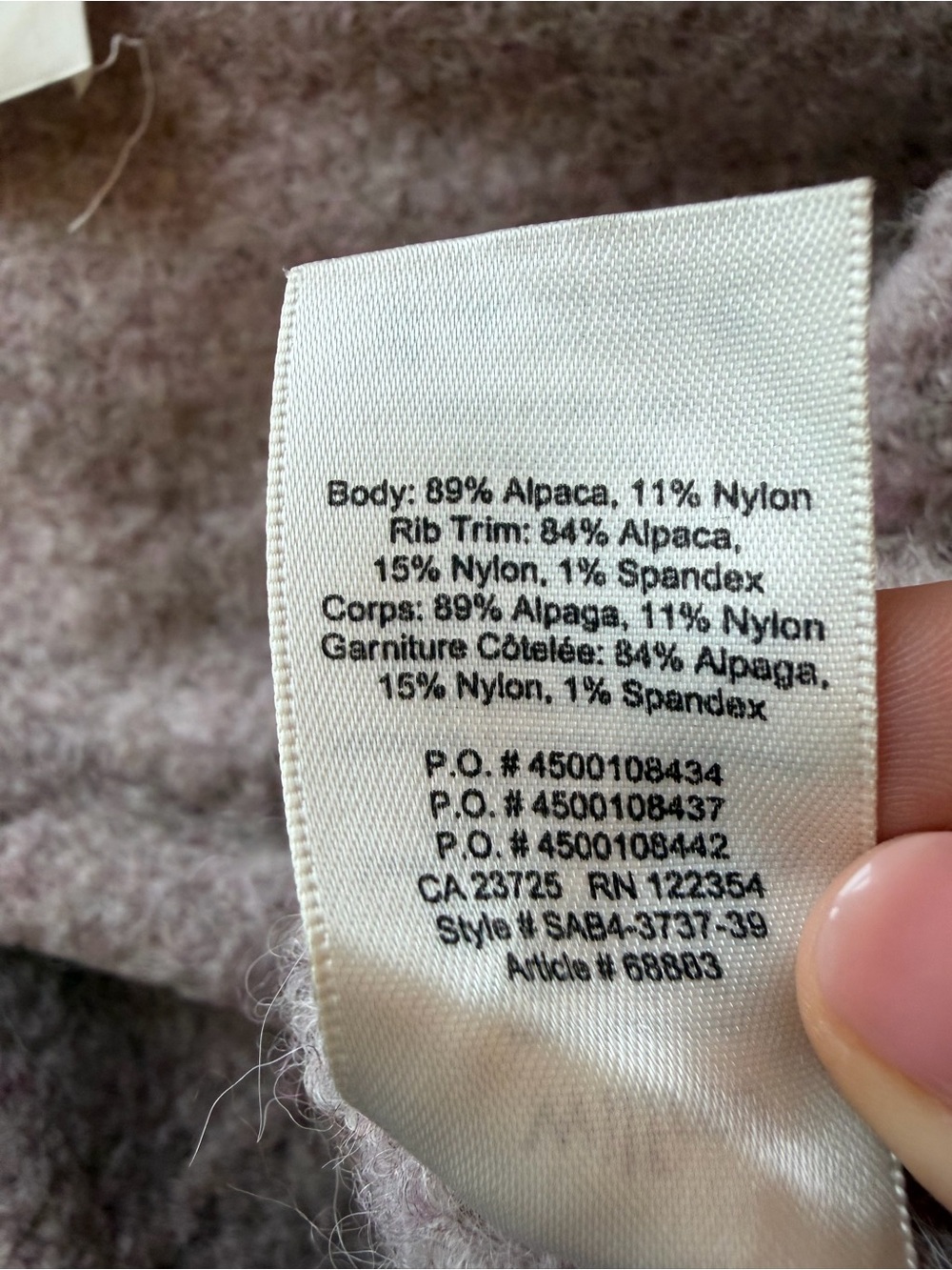 Wilfred Aritzia Lilac/Light Pink Alpaca Cardigan Size XS - Picture 9 of 10